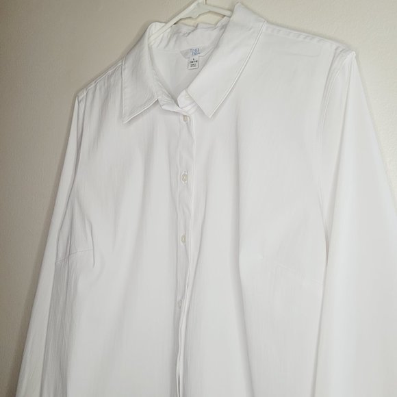 Time and Tru White Button Down Shirt Women's Large Preppy Career Casual Classic - Picture 3 of 12